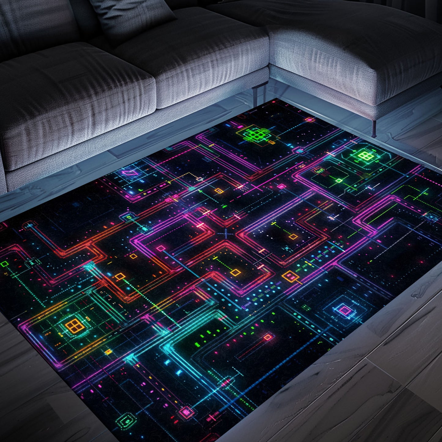 Create an Authentic Arcade Atmosphere with Dark and Neon 80s Arcade NES Game 8bit Area Rug, Ideal for Gamers, Arcade Decor, Gift for Gamers, Video Game Lovers G252