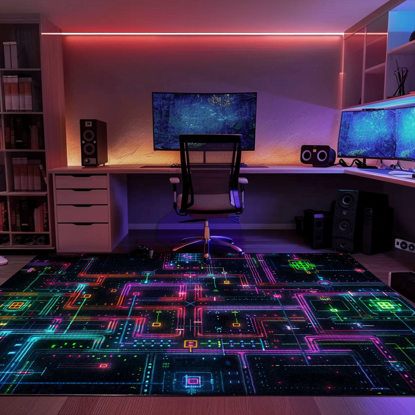 Create an Authentic Arcade Atmosphere with Dark and Neon 80s Arcade NES Game 8bit Area Rug, Ideal for Gamers, Arcade Decor, Gift for Gamers, Video Game Lovers G252