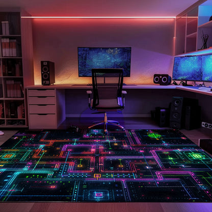 Create an Authentic Arcade Atmosphere with Dark and Neon 80s Arcade NES Game 8bit Area Rug, Ideal for Gamers, Arcade Decor, Gift for Gamers, Video Game Lovers G252