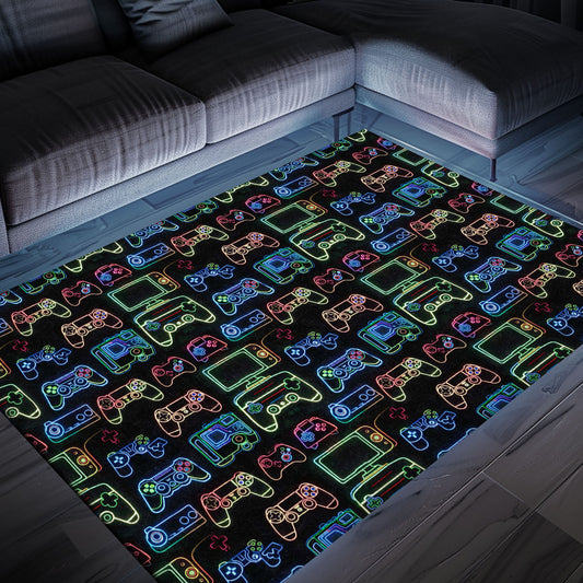 Personalize Your Space with Dark and Neon 80s Arcade NES Game 8bit Area Rug, Perfect for Retro Vibes, Arcade Decor, Gift for Gamers, Video Game Lovers G251