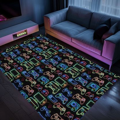 Personalize Your Space with Dark and Neon 80s Arcade NES Game 8bit Area Rug, Perfect for Retro Vibes, Arcade Decor, Gift for Gamers, Video Game Lovers G251