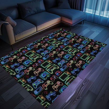 Personalize Your Space with Dark and Neon 80s Arcade NES Game 8bit Area Rug, Perfect for Retro Vibes, Arcade Decor, Gift for Gamers, Video Game Lovers G251