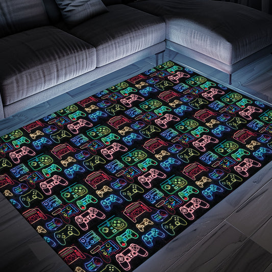 Upgrade Your Room Decor with Dark and Neon 80s Arcade NES Game 8bit Area Rug, the Ultimate Gift for Gamers, Arcade Decor, Gift for Gamers, Video Game Lovers G250