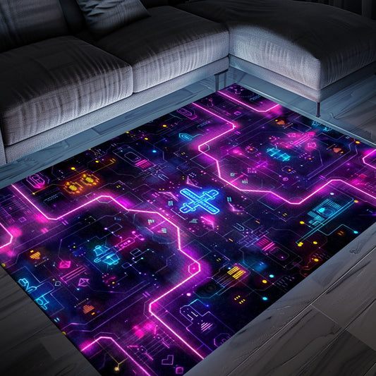 Elevate Your Home with Dark and Neon 80s Arcade NES Game 8bit Area Rug, Perfect Gift for Gamers, Arcade Decor, Gift for Gamers, Video Game Lovers G242