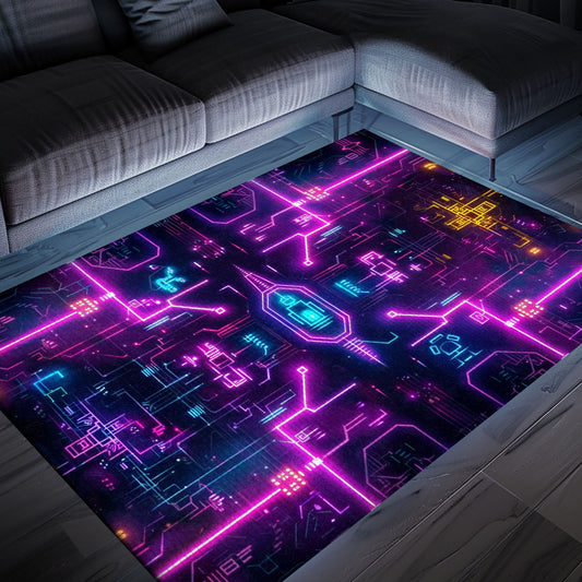 Transform Your Space with Dark and Neon 80s Arcade NES Game 8bit Area Rug, Ideal for Retro Gaming Decor, Arcade Decor, Gift for Gamers, Video Game Lovers G241