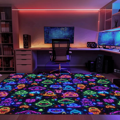 Dark and Neon 80s Arcade NES Game 8bit Rugs: A Must-Have for Retro Gaming Enthusiasts, Arcade Decor, Gift for Gamers, Video Game Lovers G353