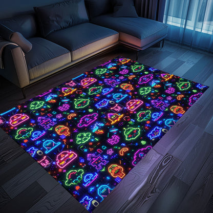 Dark and Neon 80s Arcade NES Game 8bit Rugs: A Must-Have for Retro Gaming Enthusiasts, Arcade Decor, Gift for Gamers, Video Game Lovers G353