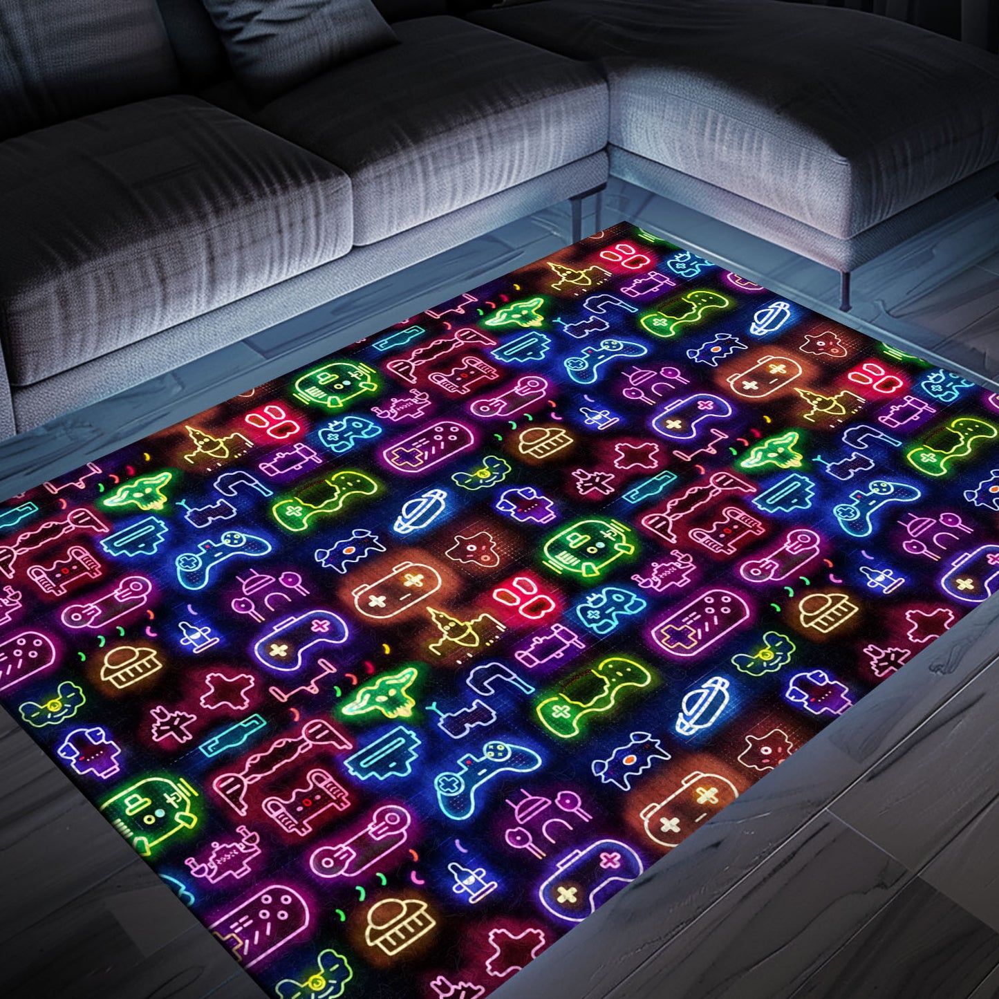 Transport Yourself to the 80s with Dark and Neon 80s Arcade NES Game 8bit Rugs, Arcade Decor, Gift for Gamers, Video Game Lovers G352