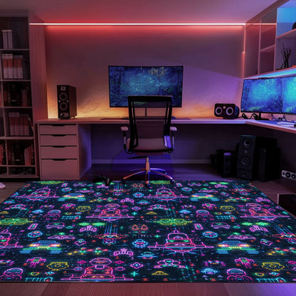 Dark and Neon 80s Arcade NES Game 8bit Rugs: Enhance Your Home Gaming Experience, Arcade Decor, Gift for Gamers, Video Game Lovers G336