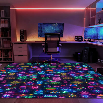 Dark and Neon 80s Arcade NES Game 8bit Rugs Home Decor Perfect for Gamers, Arcade Decor, Gift for Gamers, Video Game Lovers G335