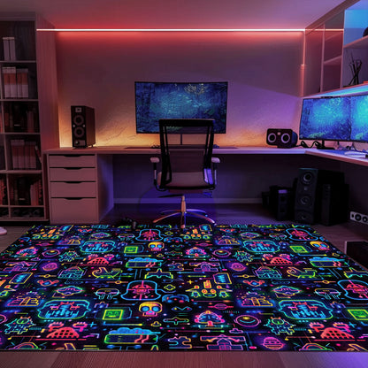 Dark and Neon 80s Arcade NES Game 8bit Rugs: A Stylish and Fun Gift for Any Occasion, Arcade Decor, Gift for Gamers, Video Game Lovers G334