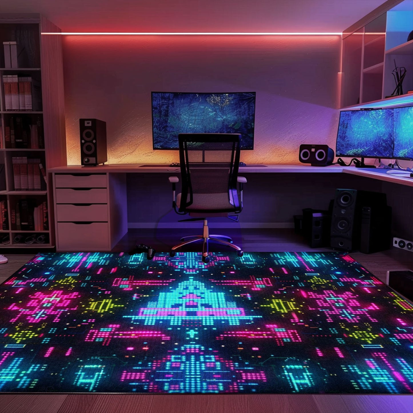 Transform Your Living Space with Dark and Neon 80s Arcade NES Game 8bit Rugs for Gamers, Arcade Decor, Gift for Gamers, Video Game Lovers G333