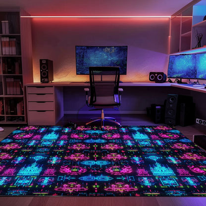 Dark and Neon 80s Arcade NES Game 8bit Rugs: The Ultimate Retro Gaming Décor Addition, Arcade Decor, Gift for Gamers, Video Game Lovers G332