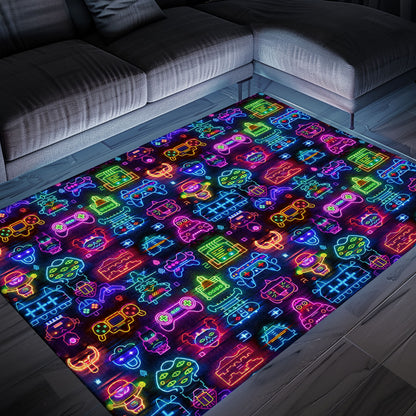 Dark and Neon 80s Arcade NES Game 8bit Area Rug: A Must-Have for Every Gamer's Collection, Arcade Decor, Gift for Gamers, Video Game Lovers G328