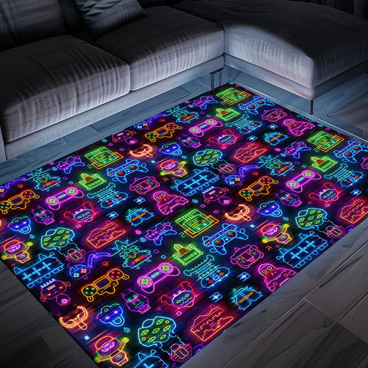Dark and Neon 80s Arcade NES Game 8bit Area Rug: A Must-Have for Every Gamer's Collection, Arcade Decor, Gift for Gamers, Video Game Lovers G328
