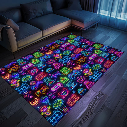 Dark and Neon 80s Arcade NES Game 8bit Area Rug: A Must-Have for Every Gamer's Collection, Arcade Decor, Gift for Gamers, Video Game Lovers G328