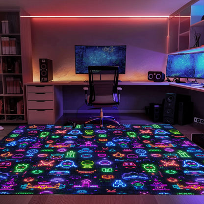 Dark and Neon 80s Arcade NES Game 8bit Rugs: The Perfect Décor for Gaming Enthusiasts, Arcade Decor, Gift for Gamers, Video Game Lovers G338