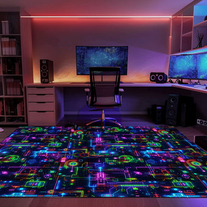 Transport Yourself to the 80s with the Dark and Neon Arcade NES Game 8bit Area Rug, Arcade Decor, Gift for Gamers, Video Game Lovers G319