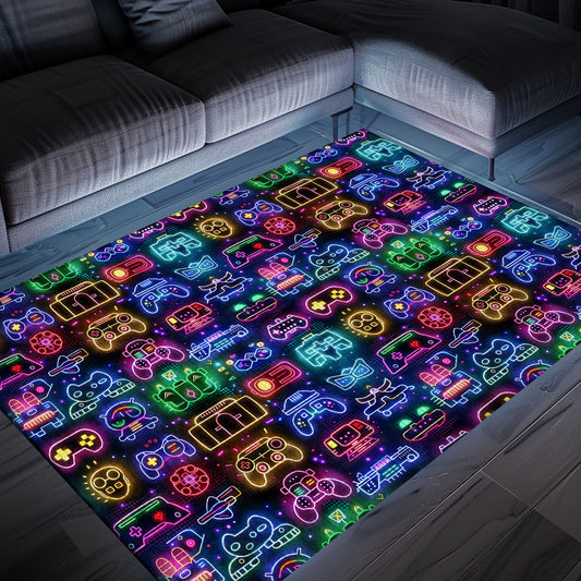 Dark and Neon 80s Arcade NES Game 8bit Area Rug: Redefining Home Entertainment, Arcade Decor, Gift for Gamers, Video Game Lovers G313