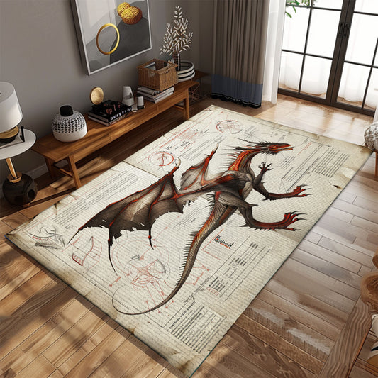 Elegant Dragon Carpet for Dining Rooms - Adds a Touch of Class and Fantasy with Sophisticated Dragon Patterns, Gift For Dragon Lovers, Personalized Dragon Rug for Living Room, Bedroom DG58