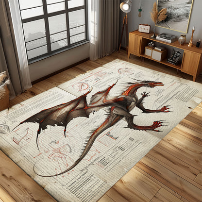 Elegant Dragon Carpet for Dining Rooms - Adds a Touch of Class and Fantasy with Sophisticated Dragon Patterns, Gift For Dragon Lovers, Personalized Dragon Rug for Living Room, Bedroom DG58