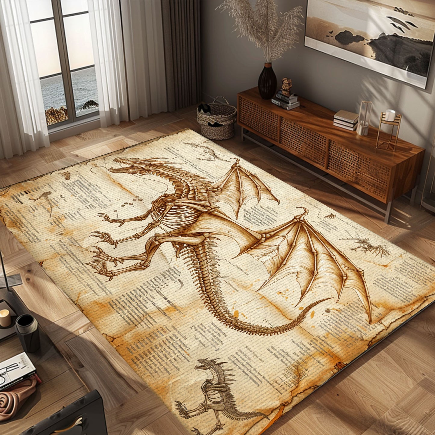 Antique Dragon Carpet for Collectors - Rare and Valuable Carpet with Historical and Mythical Dragon Designs, Gift For Dragon Lovers, Personalized Dragon Rug for Living Room, Bedroom DG54