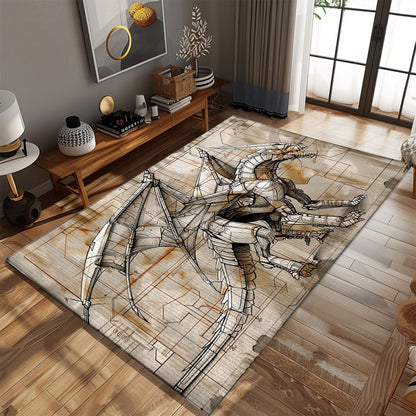 Modern Dragon Carpet for Game Rooms - Dynamic and Engaging Carpet with Bold Dragon Art for Gamers, Gift For Dragon Lovers, Personalized Dragon Rug for Living Room, Bedroom DG53