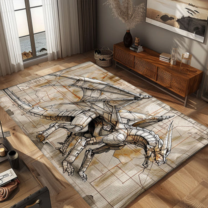 Modern Dragon Carpet for Game Rooms - Dynamic and Engaging Carpet with Bold Dragon Art for Gamers, Gift For Dragon Lovers, Personalized Dragon Rug for Living Room, Bedroom DG53