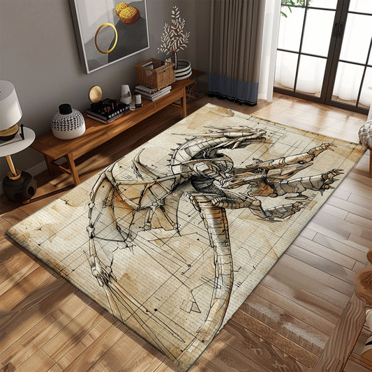 Fantasy Dragon Carpet for Media Rooms - Enhance Your Home Theater with a Magical and Mythical Dragon Design, Gift For Dragon Lovers, Personalized Dragon Rug for Living Room, Bedroom DG52