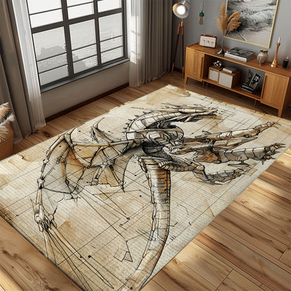 Fantasy Dragon Carpet for Media Rooms - Enhance Your Home Theater with a Magical and Mythical Dragon Design, Gift For Dragon Lovers, Personalized Dragon Rug for Living Room, Bedroom DG52