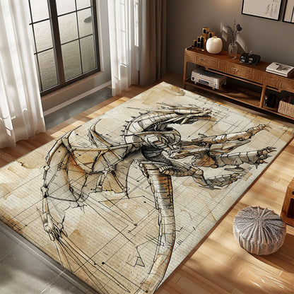 Fantasy Dragon Carpet for Media Rooms - Enhance Your Home Theater with a Magical and Mythical Dragon Design, Gift For Dragon Lovers, Personalized Dragon Rug for Living Room, Bedroom DG52