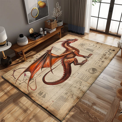 Exotic Dragon Carpet for Exotic Themed Rooms - Unique and Eye-Catching Carpet with Exotic Dragon Artwork, Gift For Dragon Lovers, Personalized Dragon Rug for Living Room, Bedroom DG60