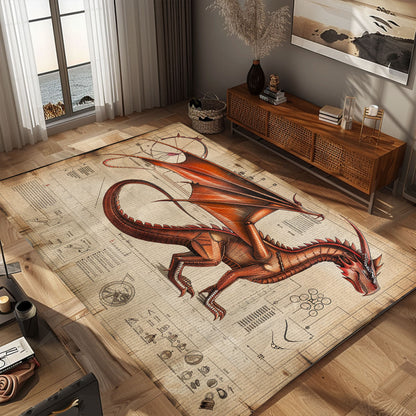 Exotic Dragon Carpet for Exotic Themed Rooms - Unique and Eye-Catching Carpet with Exotic Dragon Artwork, Gift For Dragon Lovers, Personalized Dragon Rug for Living Room, Bedroom DG60