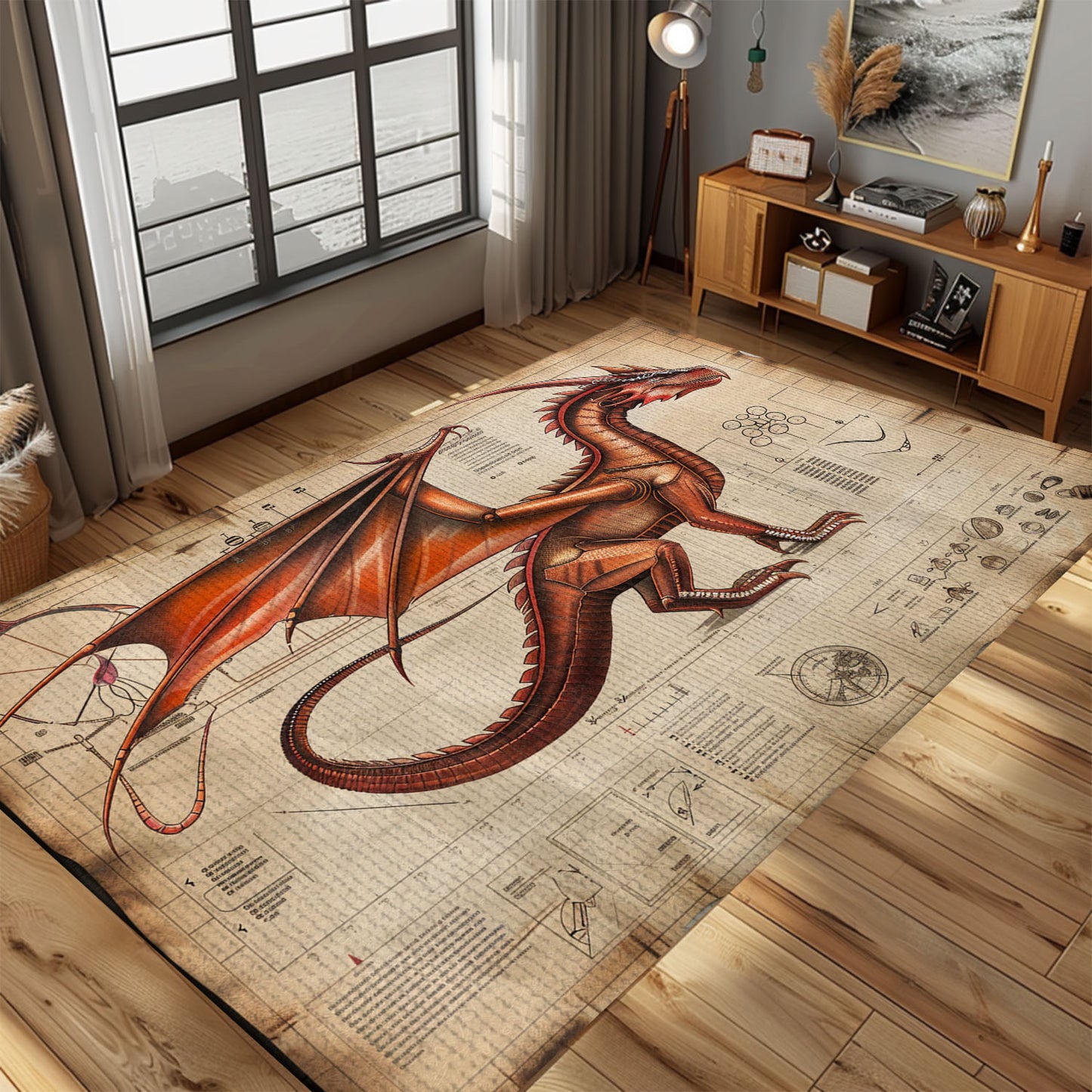 Exotic Dragon Carpet for Exotic Themed Rooms - Unique and Eye-Catching Carpet with Exotic Dragon Artwork, Gift For Dragon Lovers, Personalized Dragon Rug for Living Room, Bedroom DG60