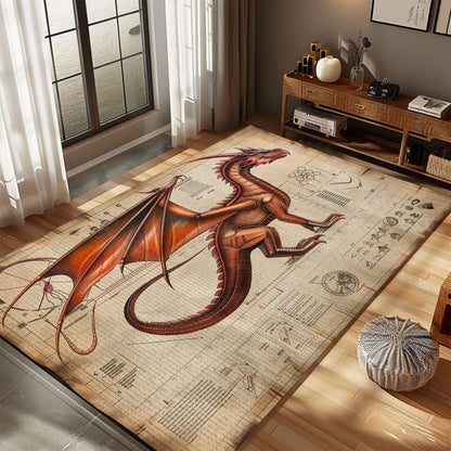 Exotic Dragon Carpet for Exotic Themed Rooms - Unique and Eye-Catching Carpet with Exotic Dragon Artwork, Gift For Dragon Lovers, Personalized Dragon Rug for Living Room, Bedroom DG60