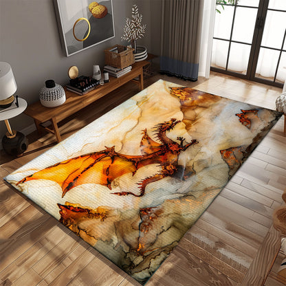 Artistic Dragon Carpet for Nurseries - Safe and Soft Carpet with Adorable Dragon Images for Baby's Room, Gift For Dragon Lovers, Personalized Dragon Rug for Living Room, Bedroom DG48