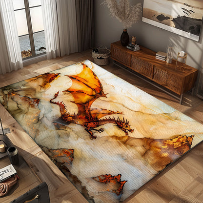 Artistic Dragon Carpet for Nurseries - Safe and Soft Carpet with Adorable Dragon Images for Baby's Room, Gift For Dragon Lovers, Personalized Dragon Rug for Living Room, Bedroom DG48