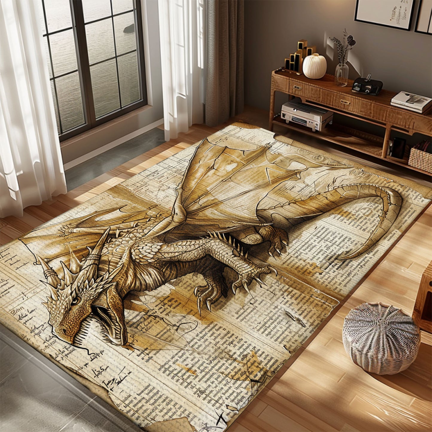 Durable Dragon Carpet for Hallways - Long-Lasting and Stylish Runner with Detailed Dragon Patterns, Gift For Dragon Lovers, Personalized Dragon Rug for Living Room, Bedroom DG45