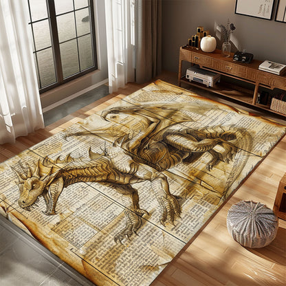 Mystical Dragon Carpet for Dining Areas - Perfectly Blends Traditional and Modern Dragon Art Styles, Gift For Dragon Lovers, Personalized Dragon Rug for Living Room, Bedroom DG43