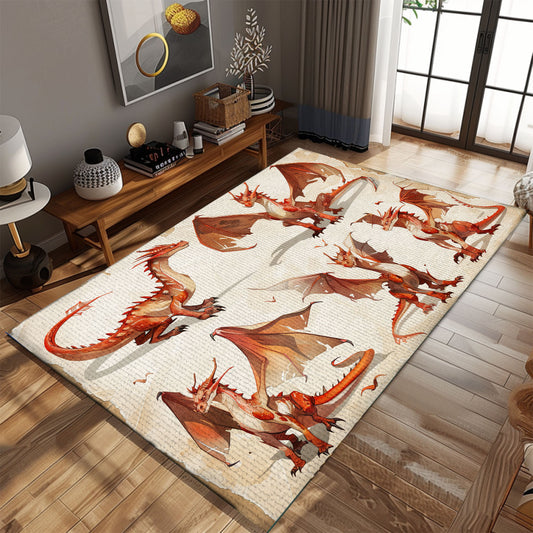 Majestic Dragon Carpet for Bedrooms - Soft and Durable Carpet with Bold Dragon Motifs for a Unique Look, Gift For Dragon Lovers, Personalized Dragon Rug for Living Room, Bedroom DG42