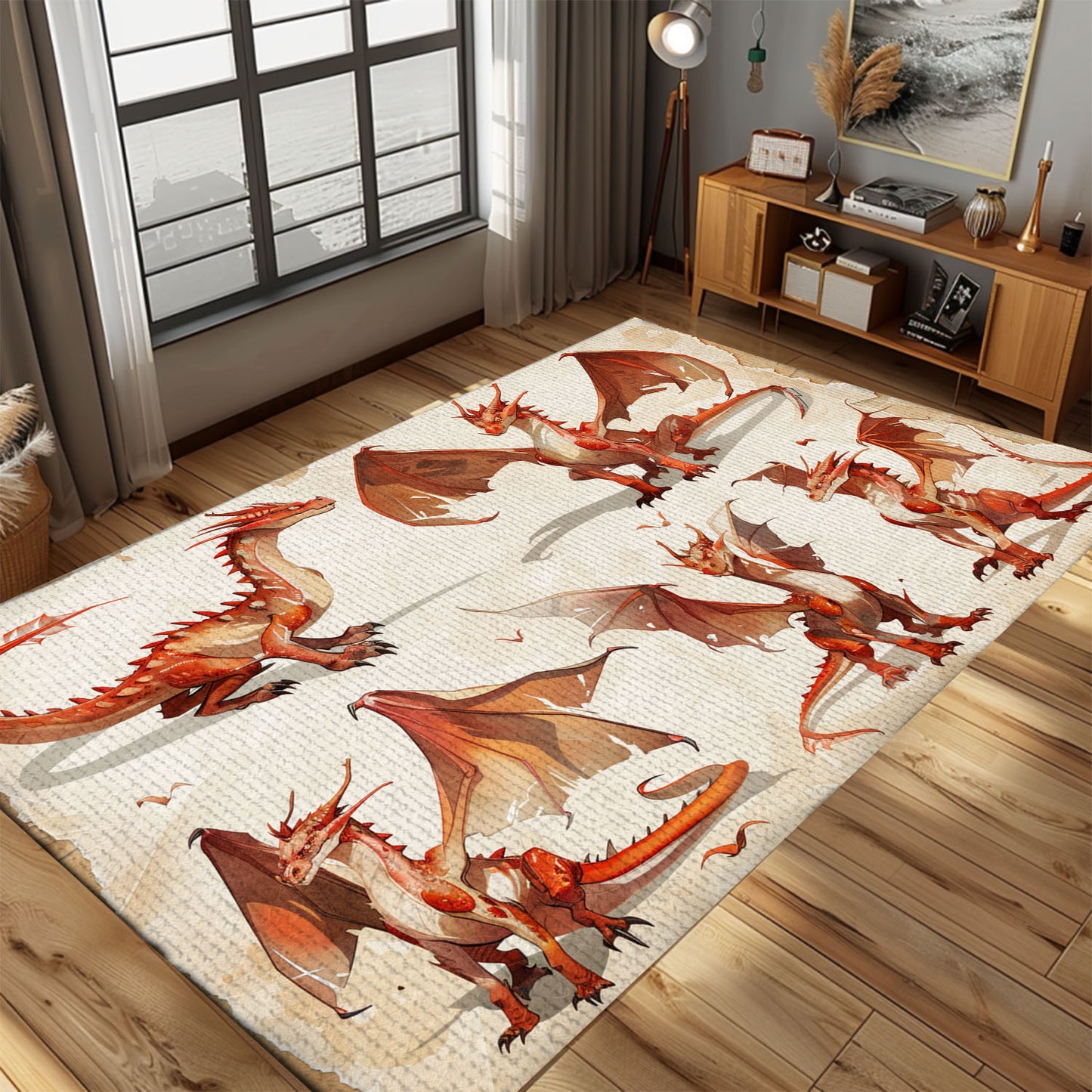 Majestic Dragon Carpet for Bedrooms - Soft and Durable Carpet with Bold Dragon Motifs for a Unique Look, Gift For Dragon Lovers, Personalized Dragon Rug for Living Room, Bedroom DG42