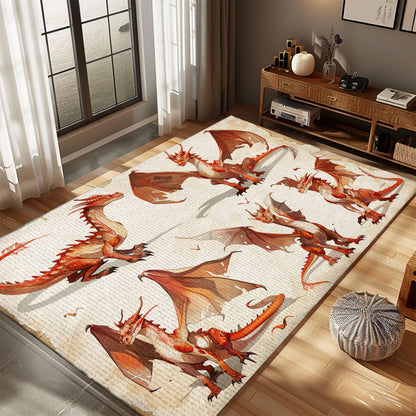 Majestic Dragon Carpet for Bedrooms - Soft and Durable Carpet with Bold Dragon Motifs for a Unique Look, Gift For Dragon Lovers, Personalized Dragon Rug for Living Room, Bedroom DG42