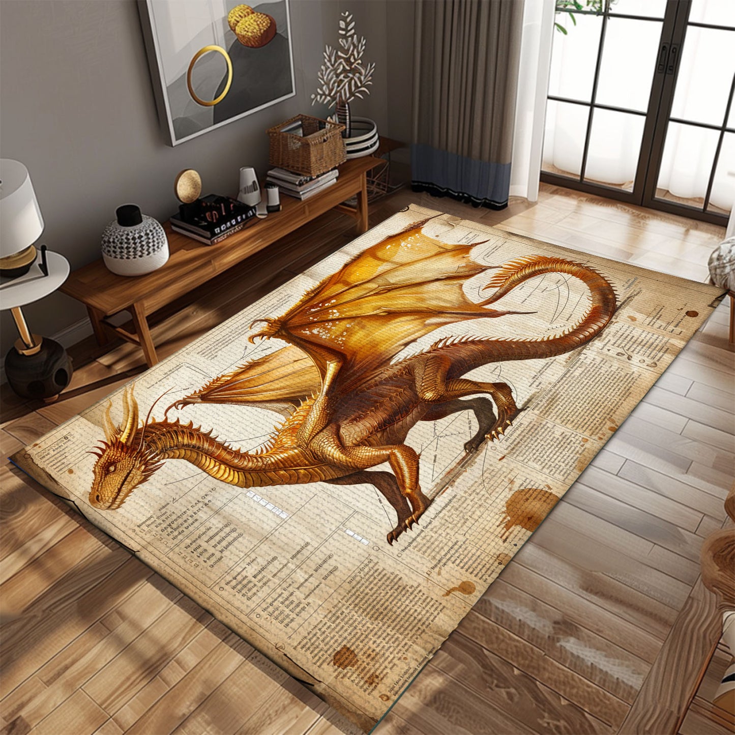 Elegant Dragon Carpet for Living Room - Luxurious and Stylish Floor Covering with Intricate Dragon Designs, Gift For Dragon Lovers, Personalized Dragon Rug for Living Room, Bedroom DG41