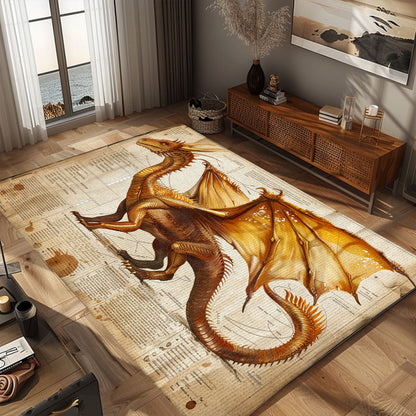 Elegant Dragon Carpet for Living Room - Luxurious and Stylish Floor Covering with Intricate Dragon Designs, Gift For Dragon Lovers, Personalized Dragon Rug for Living Room, Bedroom DG41