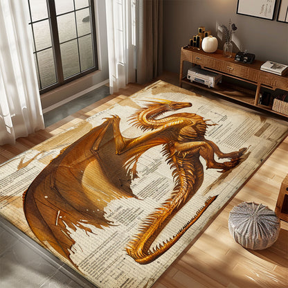 Soft Plush Dragon Rug for Children's Bedroom - Comfortable and Fun Rug for a Kid's Play Area, Gift For Dragon Lovers, Personalized Dragon Rug for Living Room, Bedroom Home Decor DG39