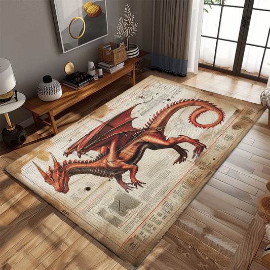 Contemporary Dragon Carpet for Yoga Studios - Inspiring and Comfortable Floor Covering for Mindfulness Practices, Gift For Dragon Lovers, Personalized Dragon Rug for Living Room, Bedroom DG49