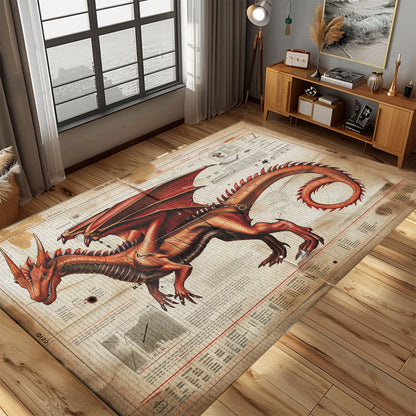 Contemporary Dragon Carpet for Yoga Studios - Inspiring and Comfortable Floor Covering for Mindfulness Practices, Gift For Dragon Lovers, Personalized Dragon Rug for Living Room, Bedroom DG49