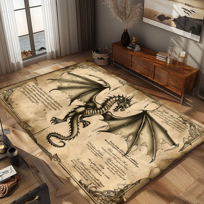 Luxurious Silk Dragon Rug for Formal Living Spaces - Elegant and High-End Rug with Detailed Dragon Art, Gift For Dragon Lovers, Personalized Dragon Rug for Living Room, Bedroom Home Decor DG37