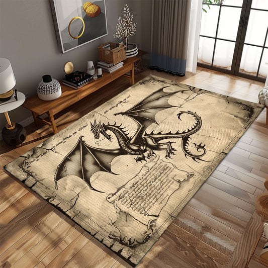 Fantasy Dragon Rug for Theater Room - Enhance Your Movie-Watching Experience with a Magical Touch, Gift For Dragon Lovers, Personalized Dragon Rug for Living Room, Bedroom Home Decor DG35