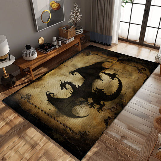 Dragon Area Rug with Abstract Design - Unique and Modern Interpretation of Dragon Imagery, Gift For Dragon Lovers, Personalized Dragon Rug for Living Room, Bedroom Home Decor DG34